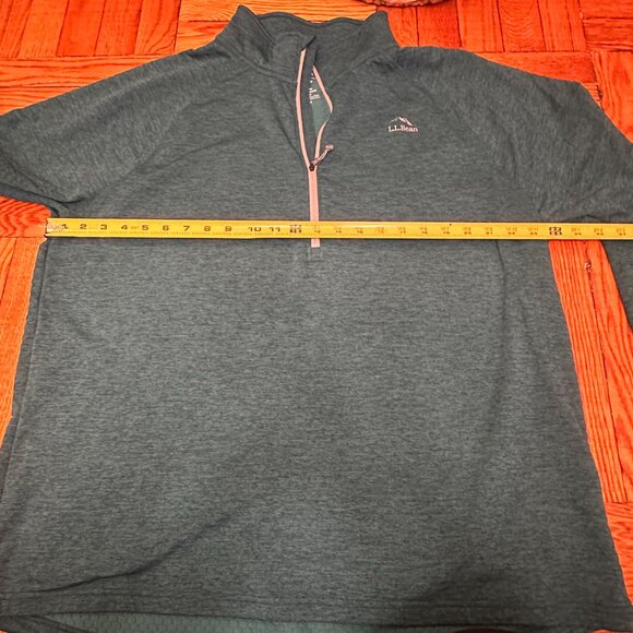 LL Bean Mens Teal Quarter Zip Pullover Size XL Slightly Fitted Adventure Grid - Picture 5 of 5